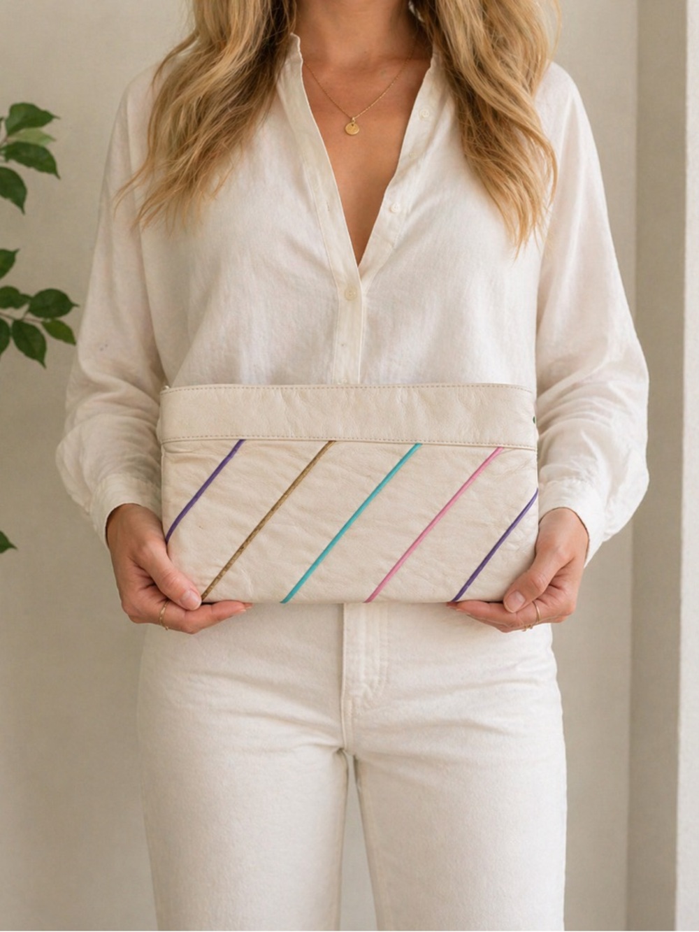 NITE-LITES Vintage Clutch Handbag Pastel Stripe Envelope Oversized Bag 80s Retro